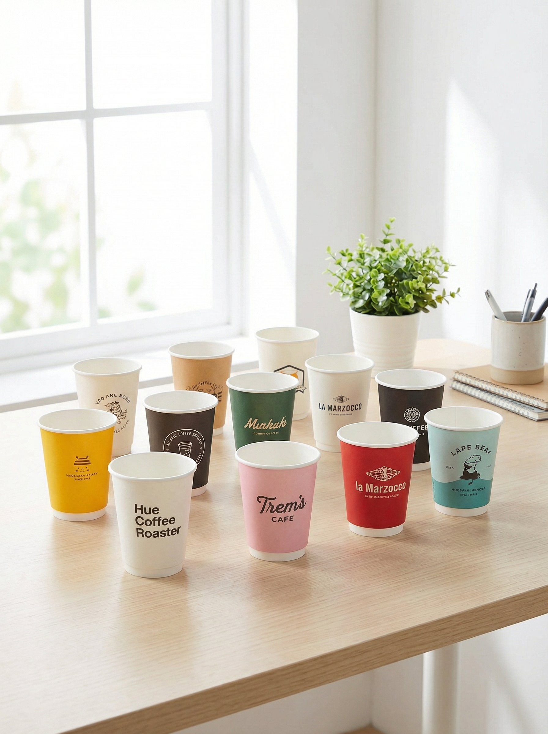 オリジナル紙コップが並んでいる画像